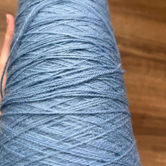 Brushed Cotton Blend Fiber Blue Fingering Weight Yarn Cone - Picture 6 of 8